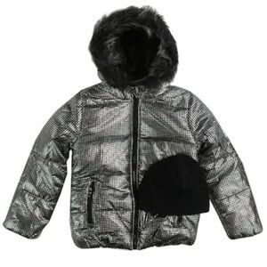 London Fog Silver and Black Puffer Jacket